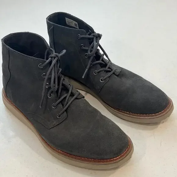 TOMS Mens Boot Porter Charcoal Gray Suede Boots Suede Boots Lace Up Mens sz 12 - Picture 2 of 9